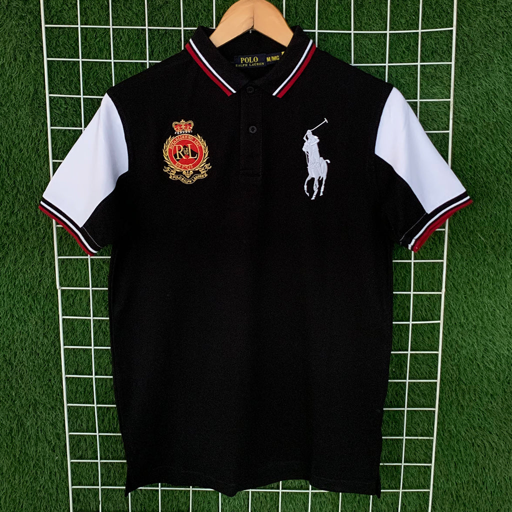 Premium Black Contrast Polo Embroidered Polo Shirt