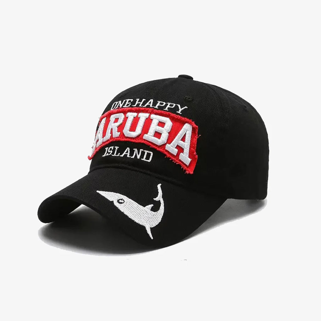 Black Aruba Island Embroidered Baseball Cap - CP083