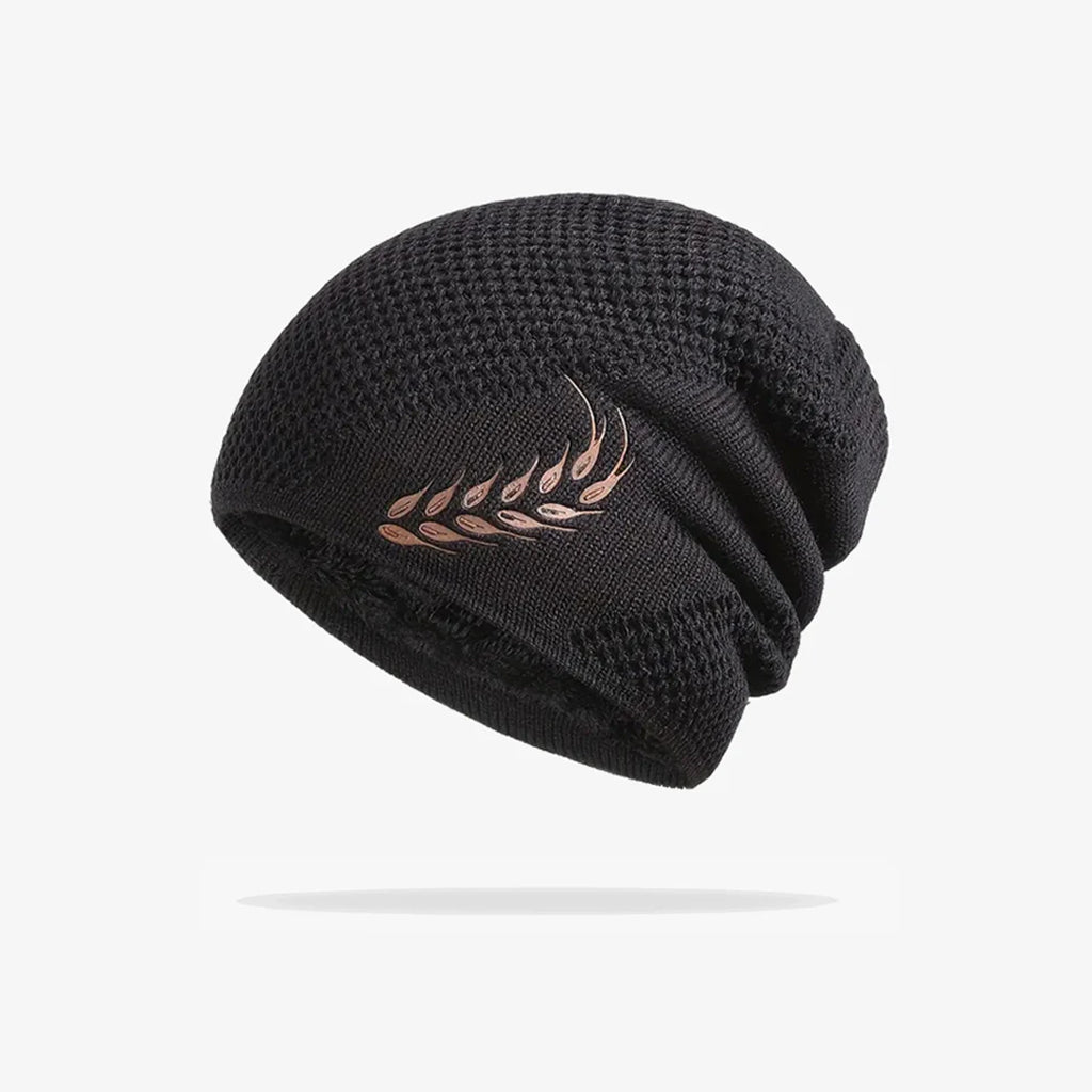 Black Warm Fur Knit Beanie - CP112