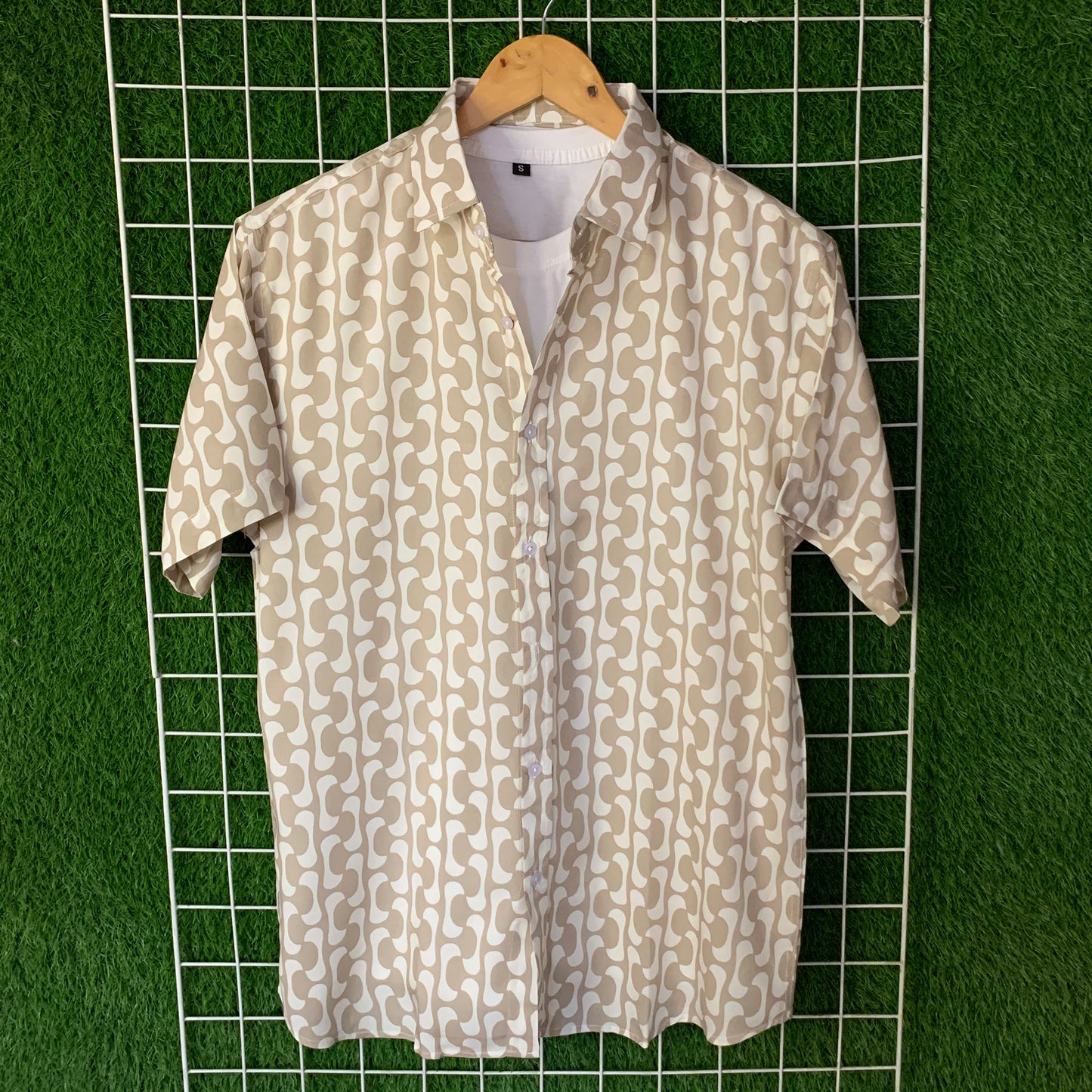 White & Nomad Abstract Printed Shirt - MS054