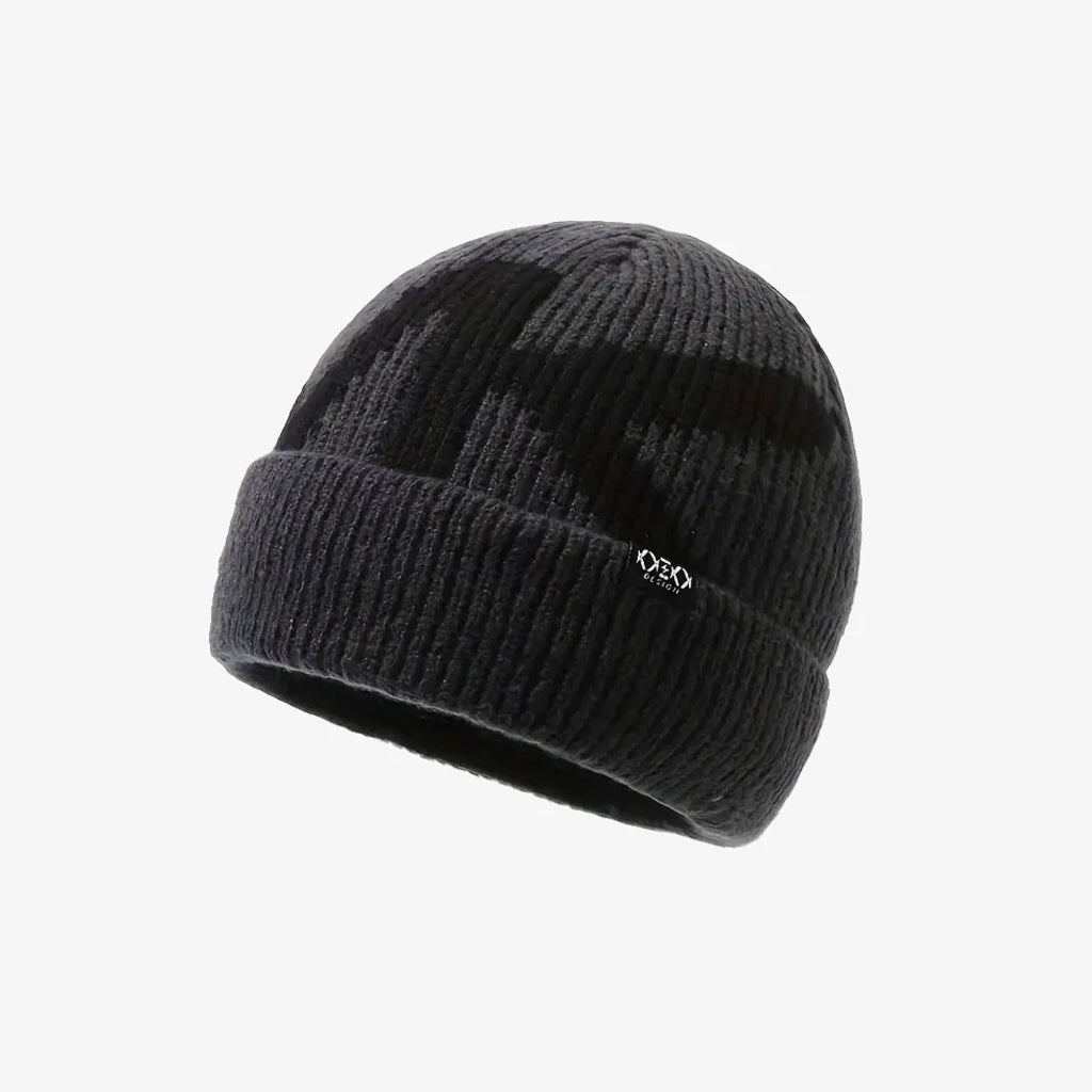 Grey Plush-Lined Knit Beanie - CP114