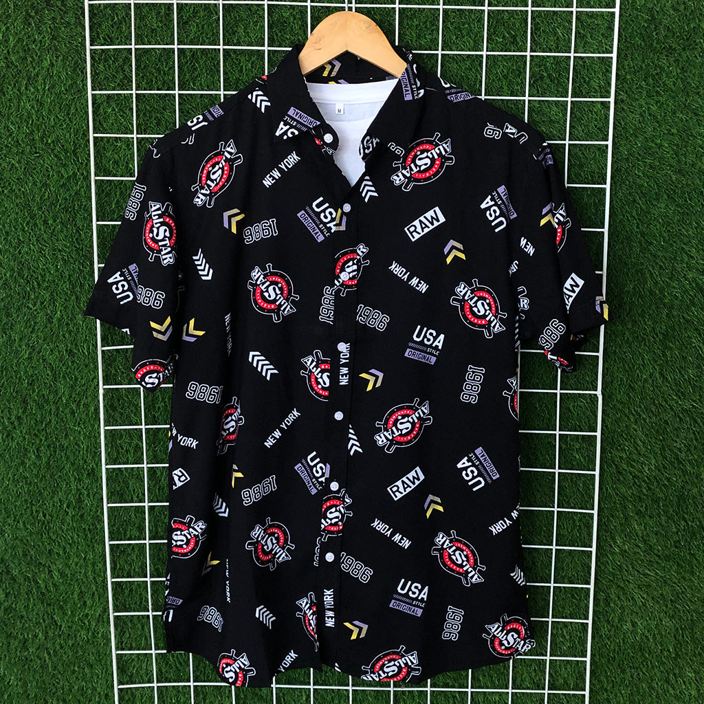 All Star Printed Black Shirt - MS005