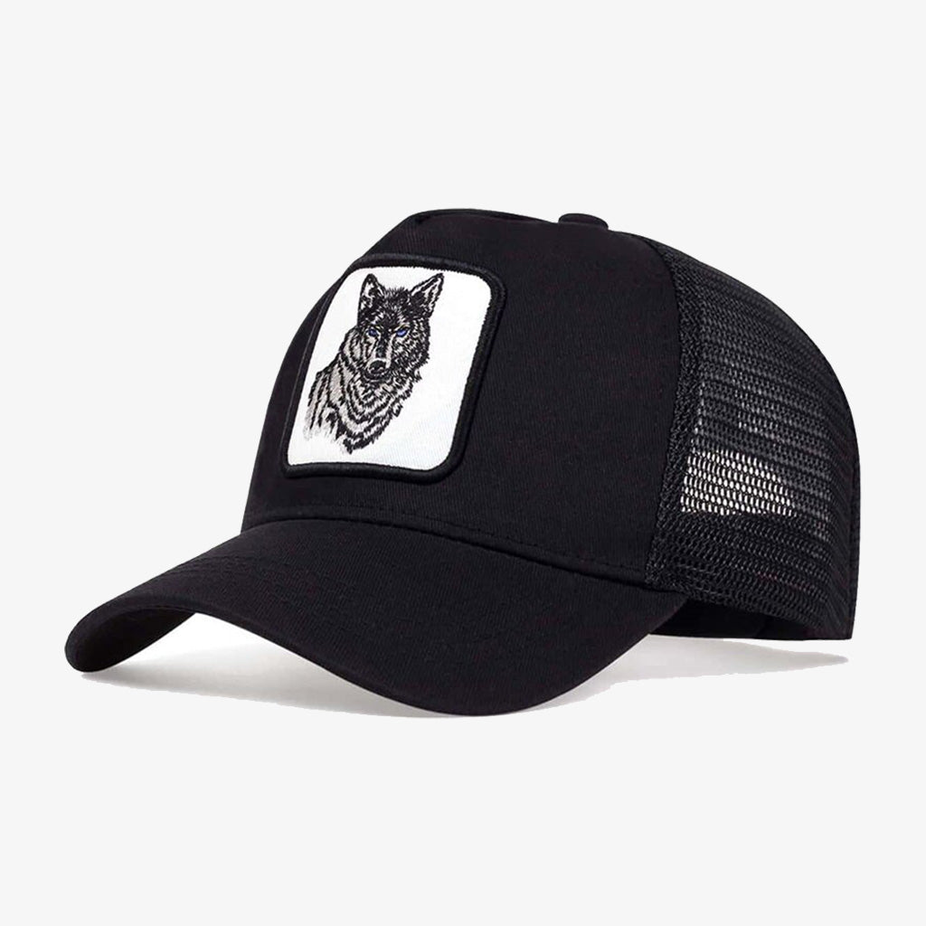 Wolf Embroidered Baseball Black Cap - CP007