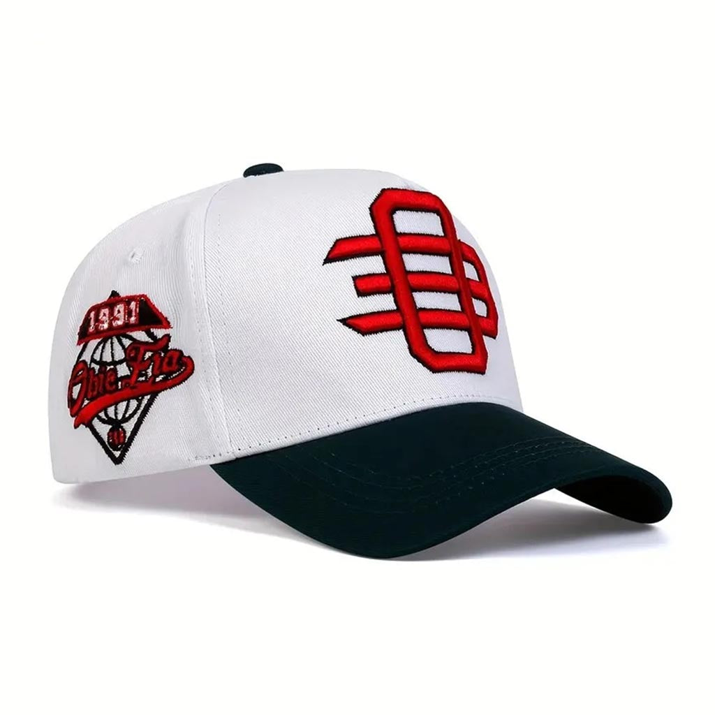White & Green 03 RED Embroidered Baseball Cap - CP049