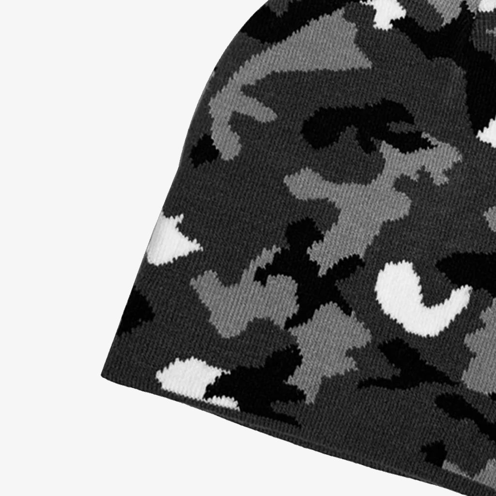 Grey Camouflage Knit Beanie - CP090