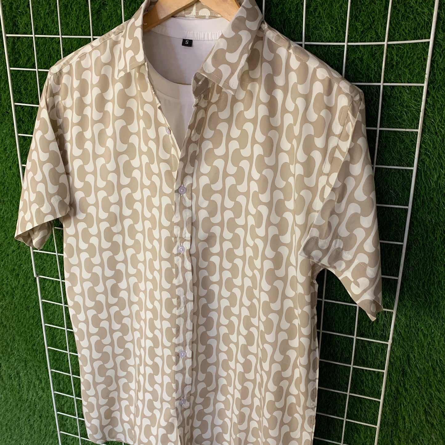 White & Nomad Abstract Printed Shirt - MS054