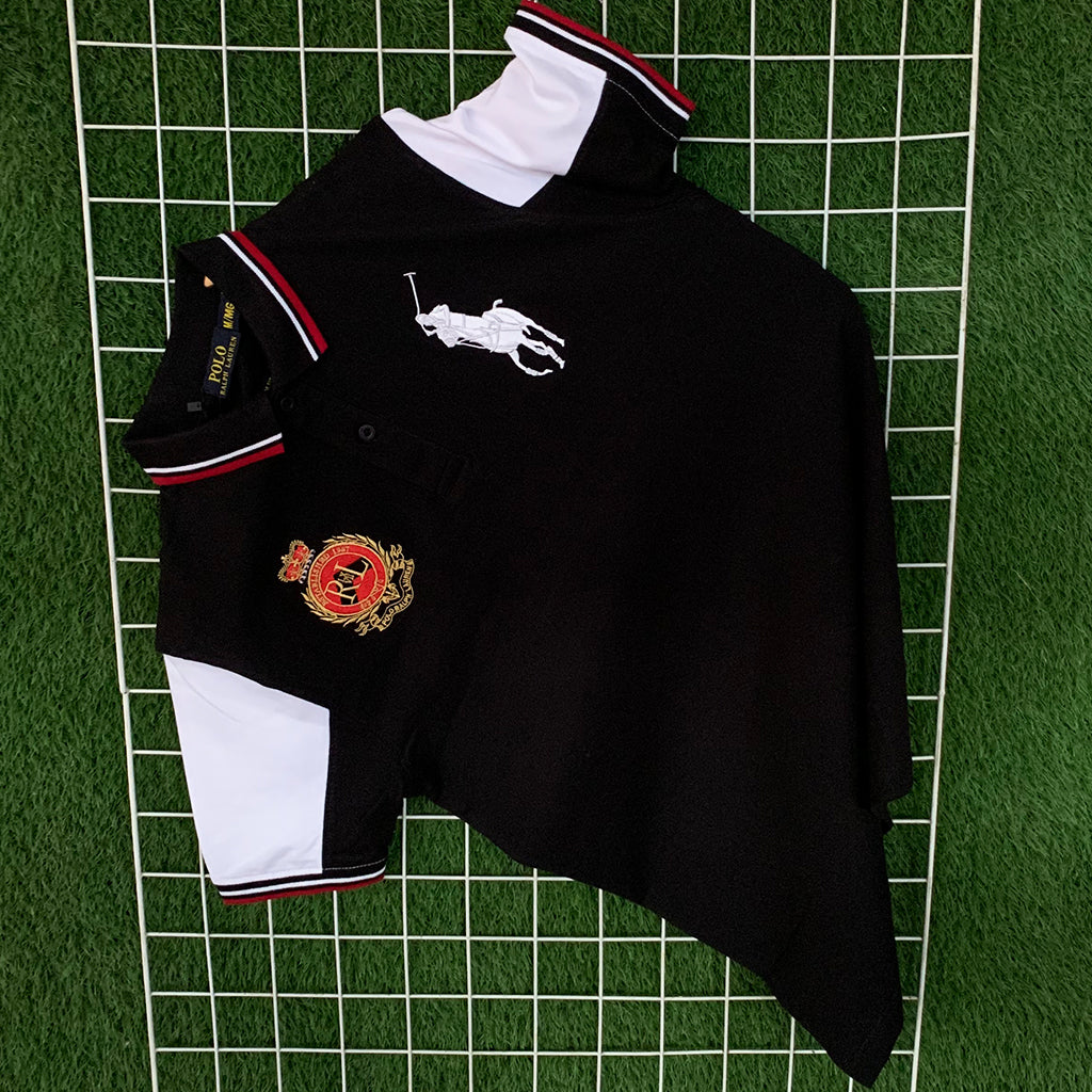Premium Black Contrast Polo Embroidered Polo Shirt