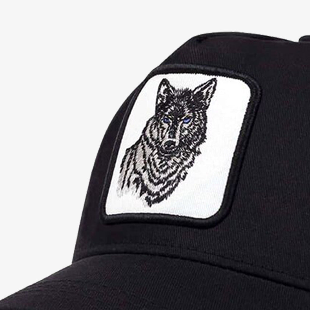 Wolf Embroidered Baseball Black Cap - CP007