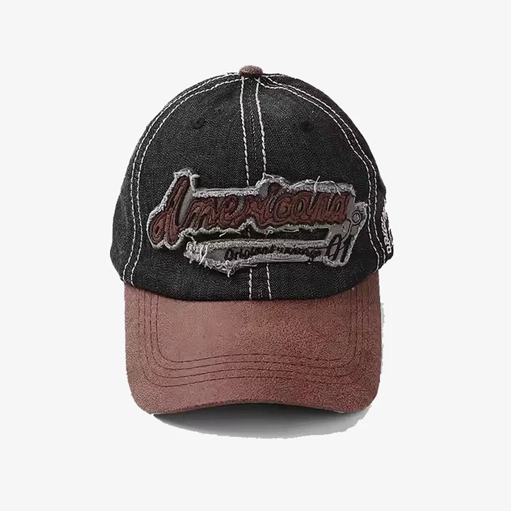 Two-Tone Denim Charcoal Embroidered Cap - CP100
