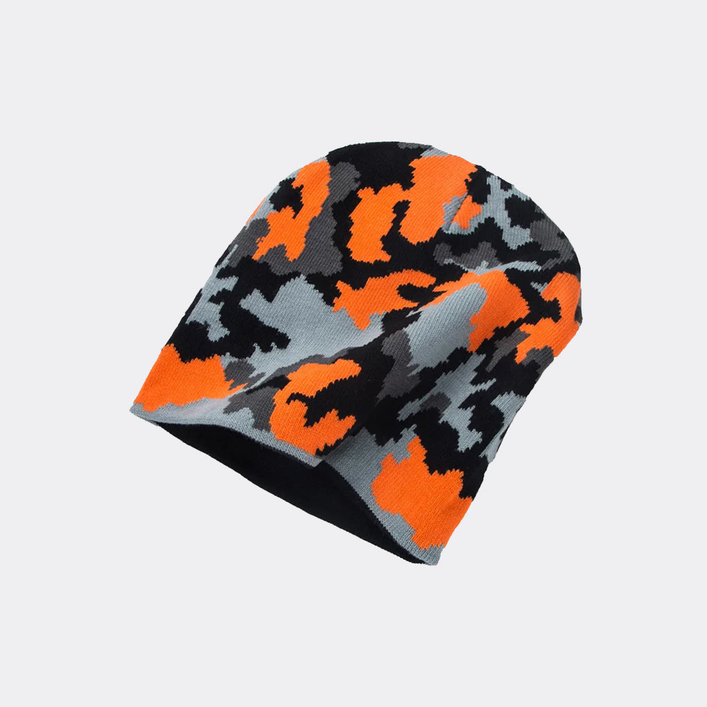 Orange Camouflage Knit Beanie - CP088