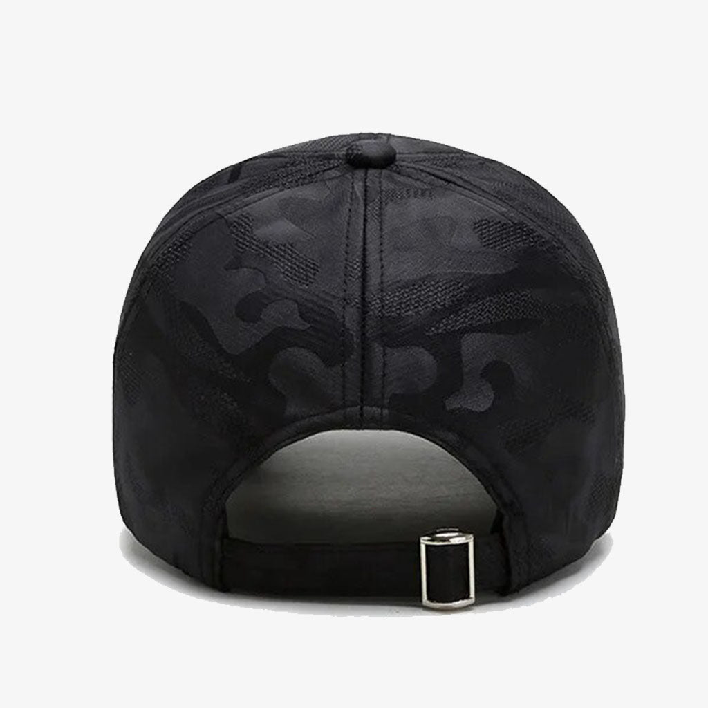Versatile Embroidered Black Camo Cap - CP028