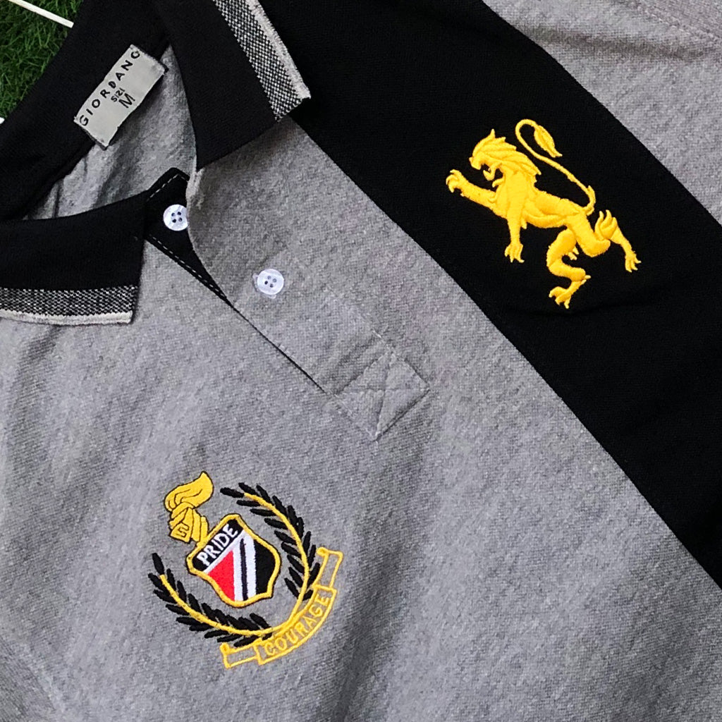 Pride Embroidered Heather Grey Polo Shirt