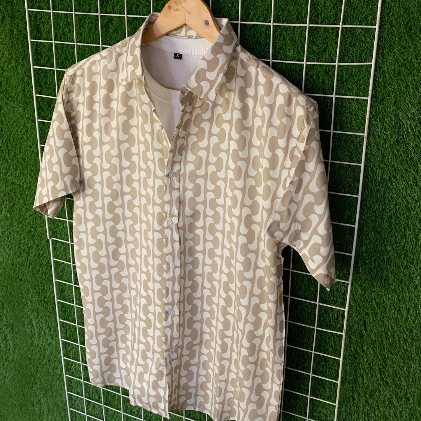 White & Nomad Abstract Printed Shirt - MS054