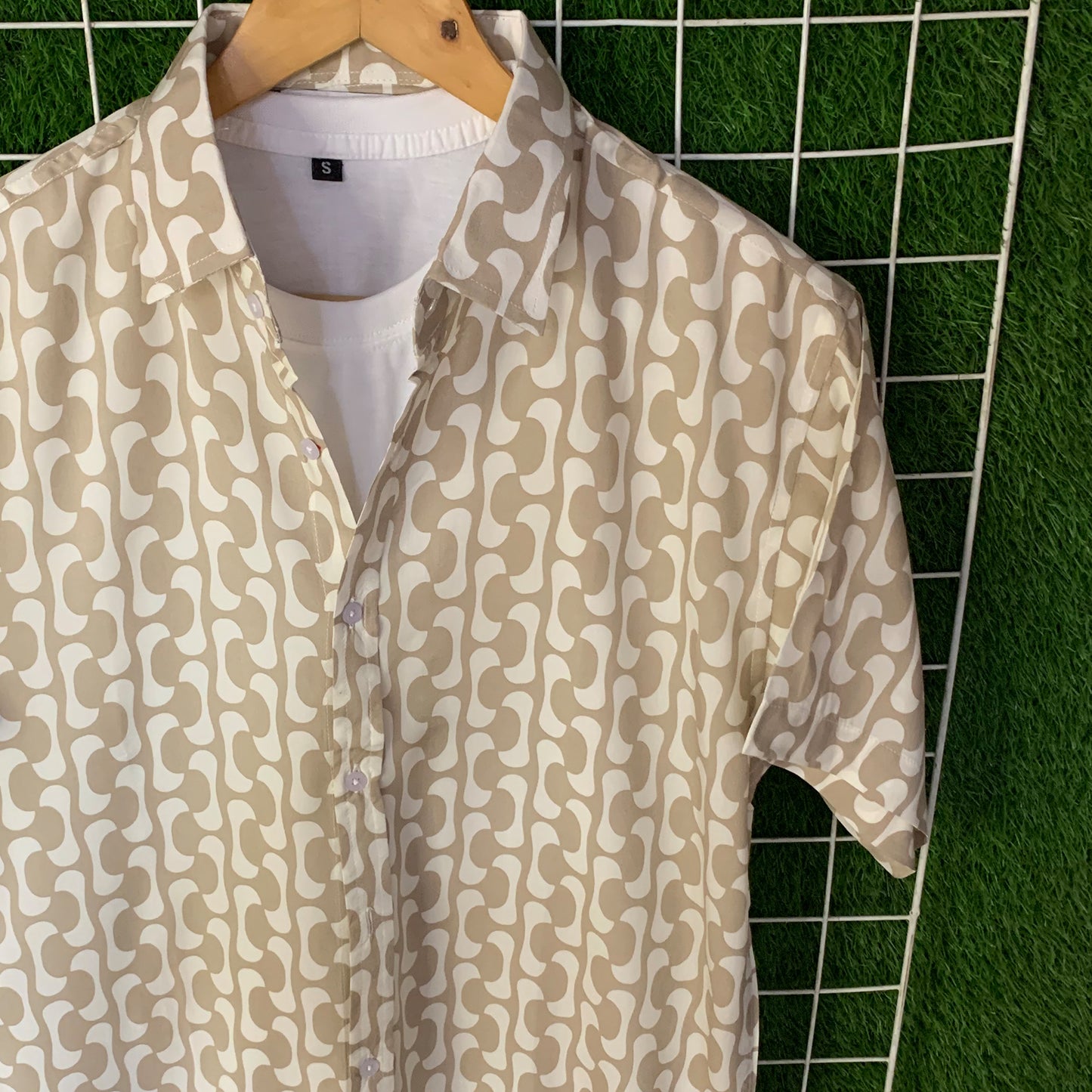 White & Nomad Abstract Printed Shirt - MS054