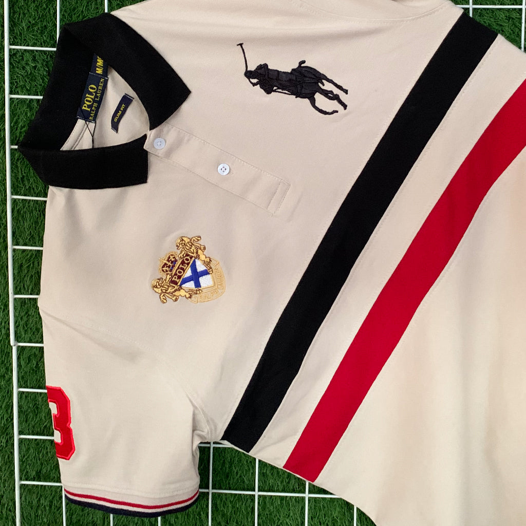 Premium Beige Contrast Polo Embroidered Polo Shirt