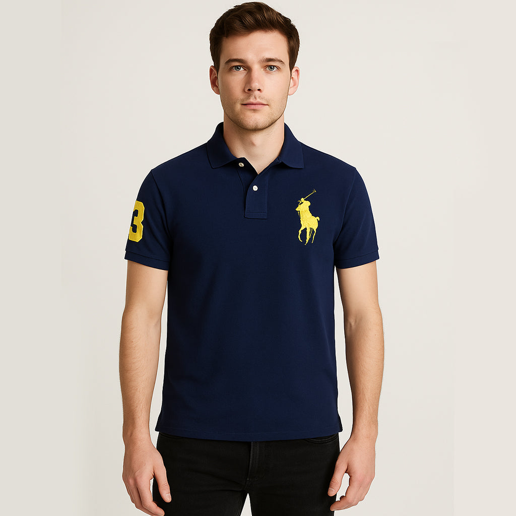 Embroidered Navy Blue Polo Shirt
