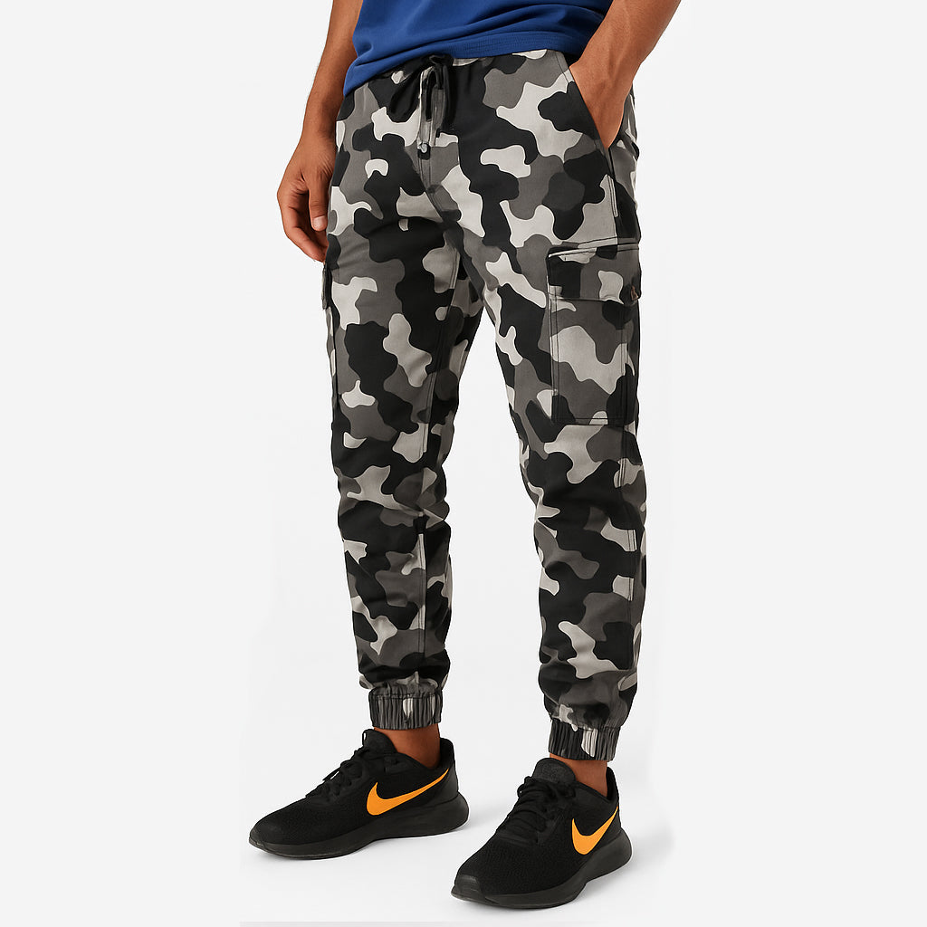 White & Grey Camo Cargo Pants