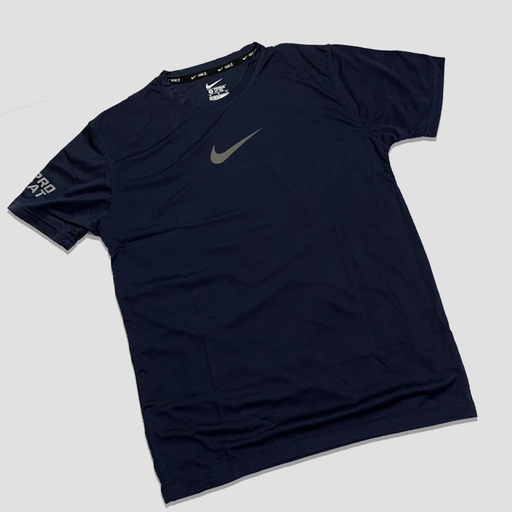 Dry Fit Tee With Reflector Logo - NAVY