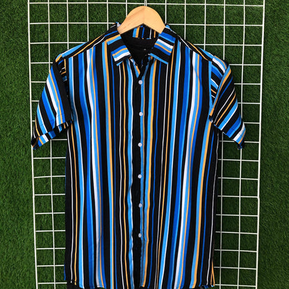 Tri-Color Blue Striped Shirt - MS024