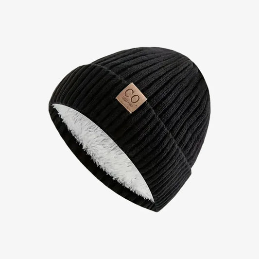Black Fleece-Lined Knit Beanie- CP113