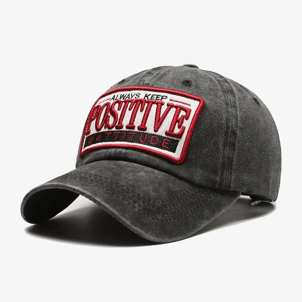 Grey Positive Embroidered Cap - CP017