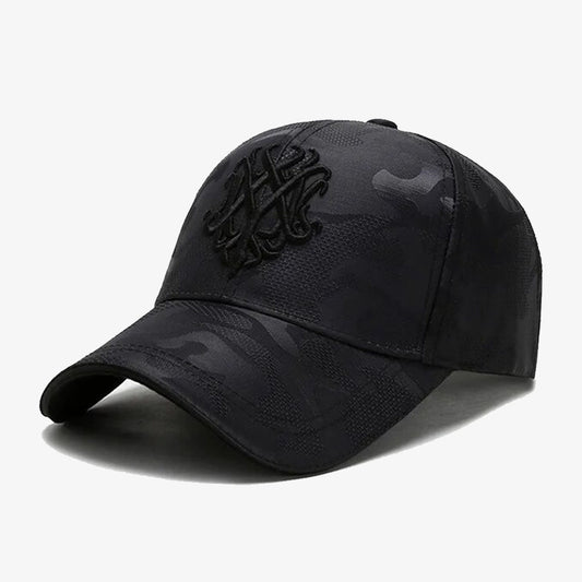 Versatile Embroidered Black Camo Cap - CP028