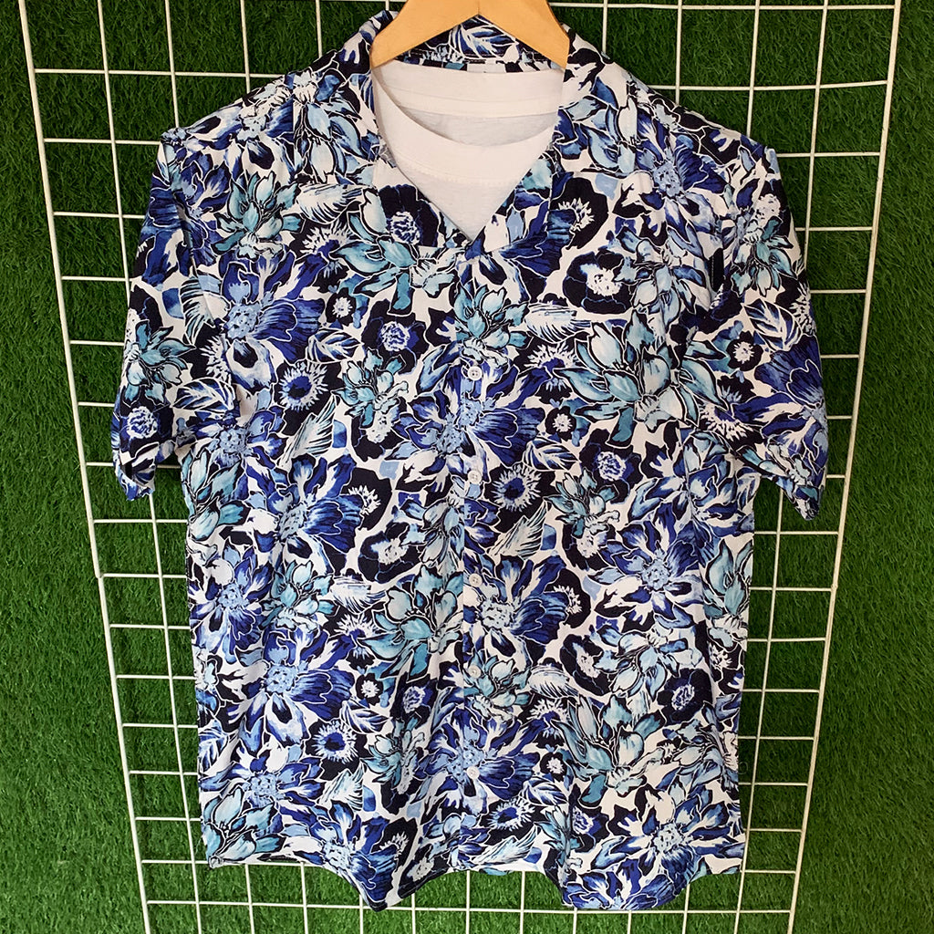 Flower Bunch Blue Printed Shirt - MS061