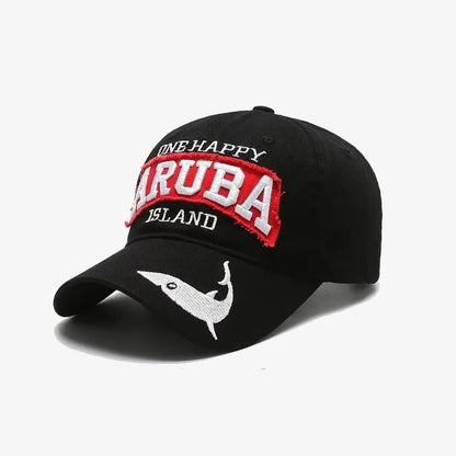 Black Aruba Island Embroidered Baseball Cap - CP083