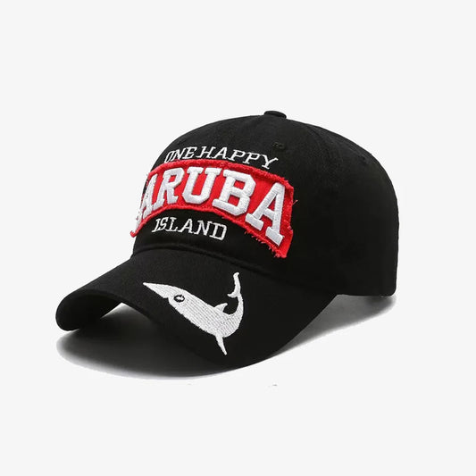 Black Aruba Island Embroidered Baseball Cap - CP083