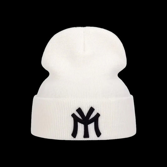 NY Embroidered Grey Soft Knit Beanie - CP091
