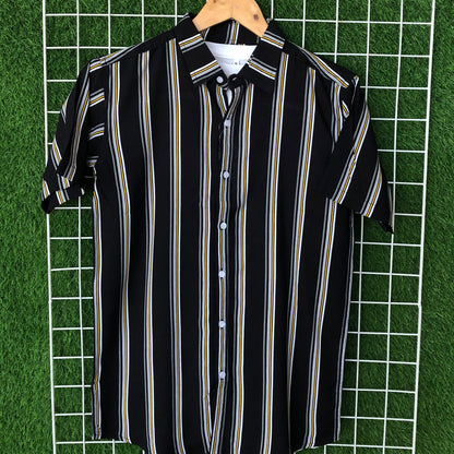 Tri-Color Black Striped Shirt - MS027