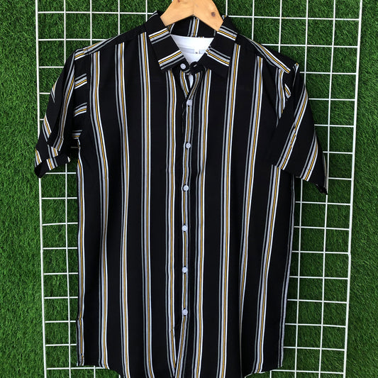 Tri-Color Black Striped Shirt - MS027