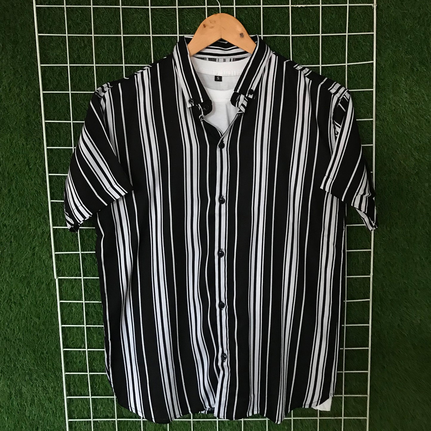 Bold Black & White Striped Shirt - MS047