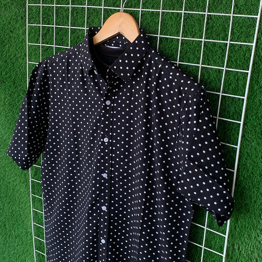 Black & White Dot Printed Shirt - MS041