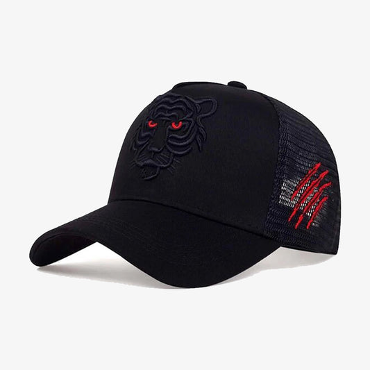 Black Tiger Embroidered Mesh Cap - CP040