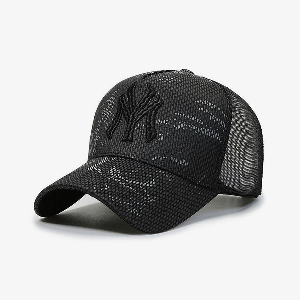 Black & Grey Camo NY Embroidered Mesh Cap - CP061