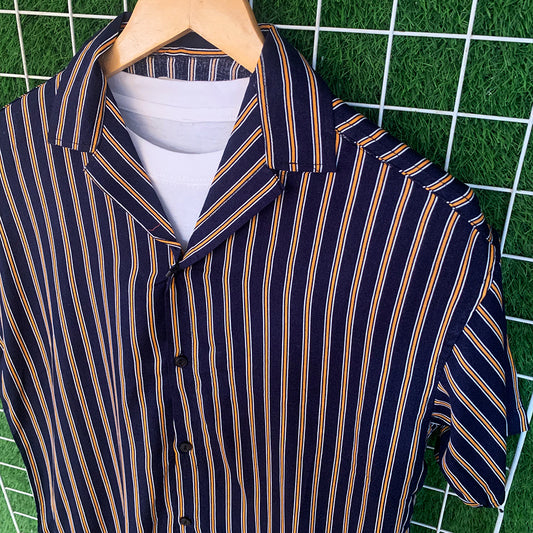 Blue Striped Coat Collar Shirt - MS079