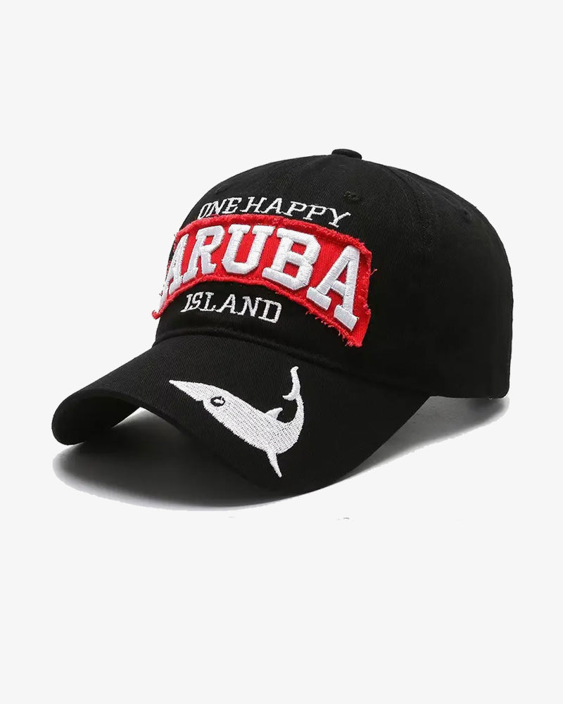 Black Aruba Island Embroidered Baseball Cap - CP083