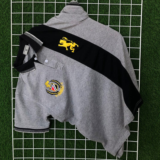Pride Embroidered Heather Grey Polo Shirt