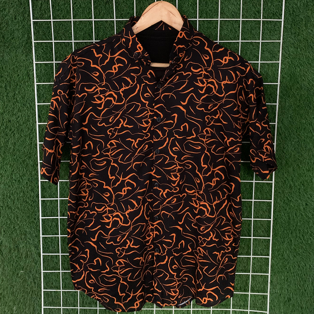 Black & Orange Printed Shirt - MS076