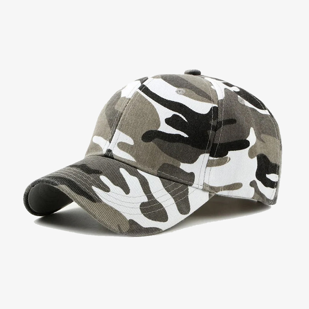 Grey & White Camo Camouflage Printed Cap - CP069