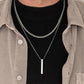 Minimal Bar Sliver Double Chain Pendant