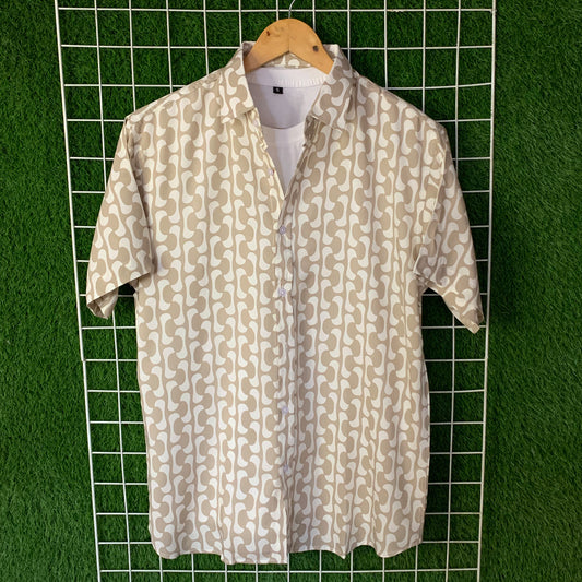White & Nomad Abstract Printed Shirt - MS054