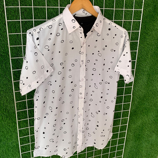 White & Black Printed Shirt - MS039