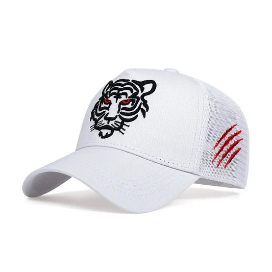 White Tiger Embroidered Mesh Cap - CP071