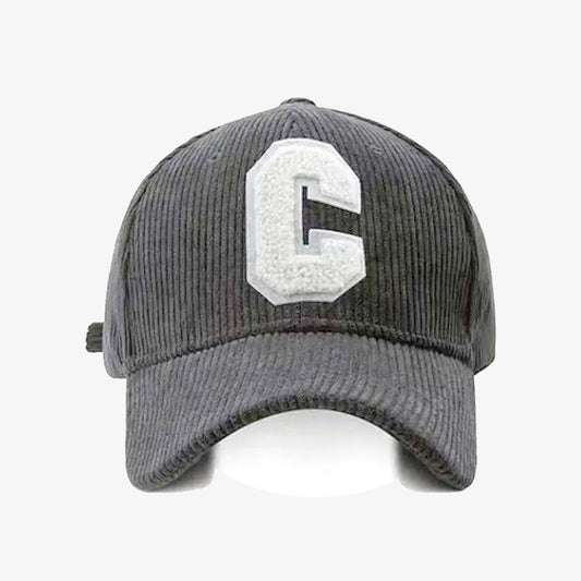 Grey Corduroy Embroidered Cap - CP072