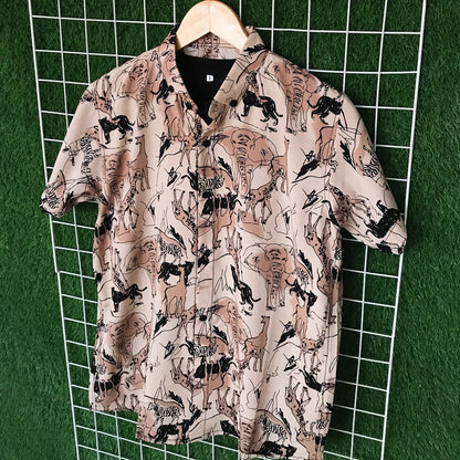 African Beast Brown Printed Shirt - MS042