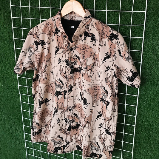 African Beast Brown Printed Shirt - MS042