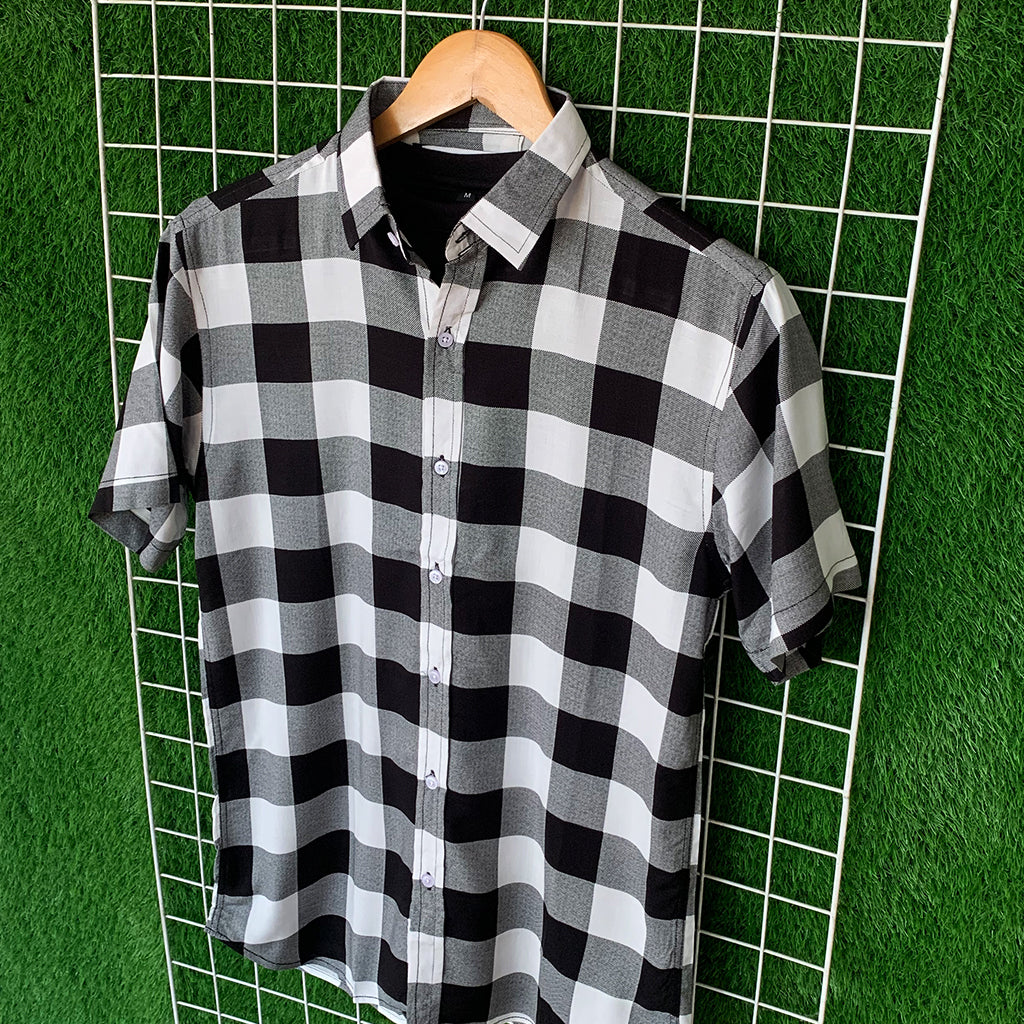 Black & White Box Printed Shirt - MS038