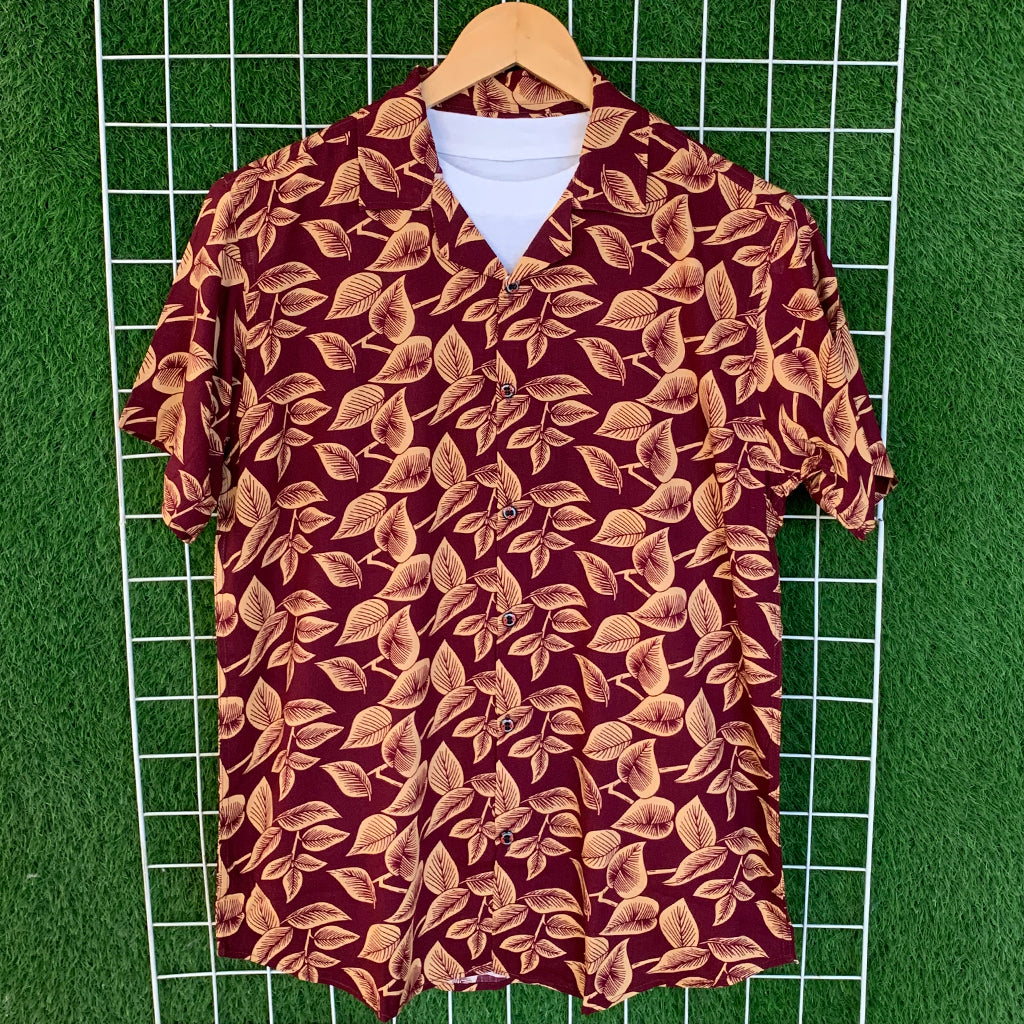 Maroon Floral Printed Shirt - MS080